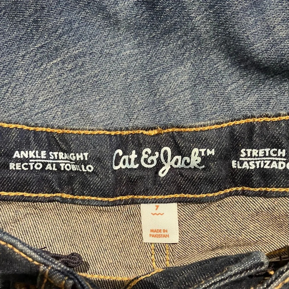 🐱 NWT Cat & Jack Girls’ Ankle Straight Stretch Denim Blue Jeans (7) - Picture 4 of 4